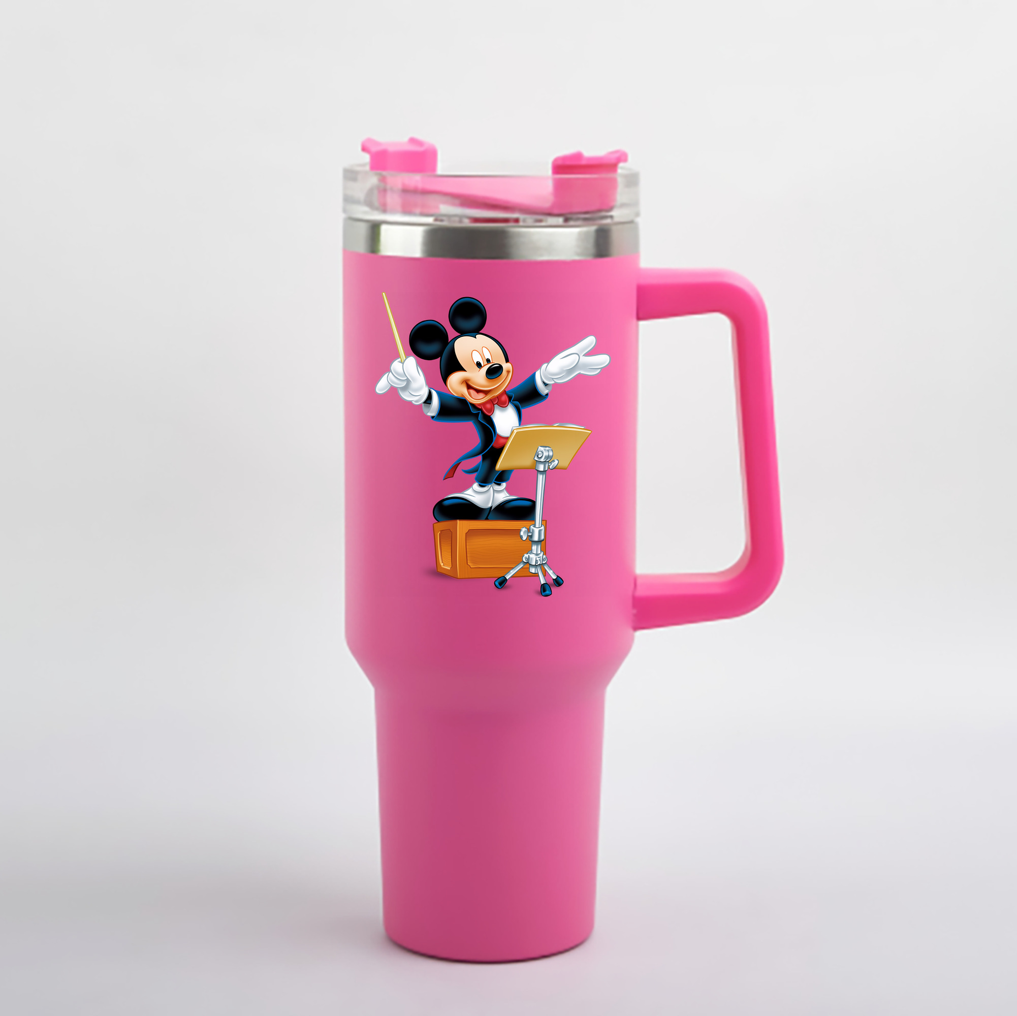 （画像用） ミッキーマウス Mickey Mouse 1200mL車用タンブラー - クリスタルステッカー（プラスチックストロー付き）